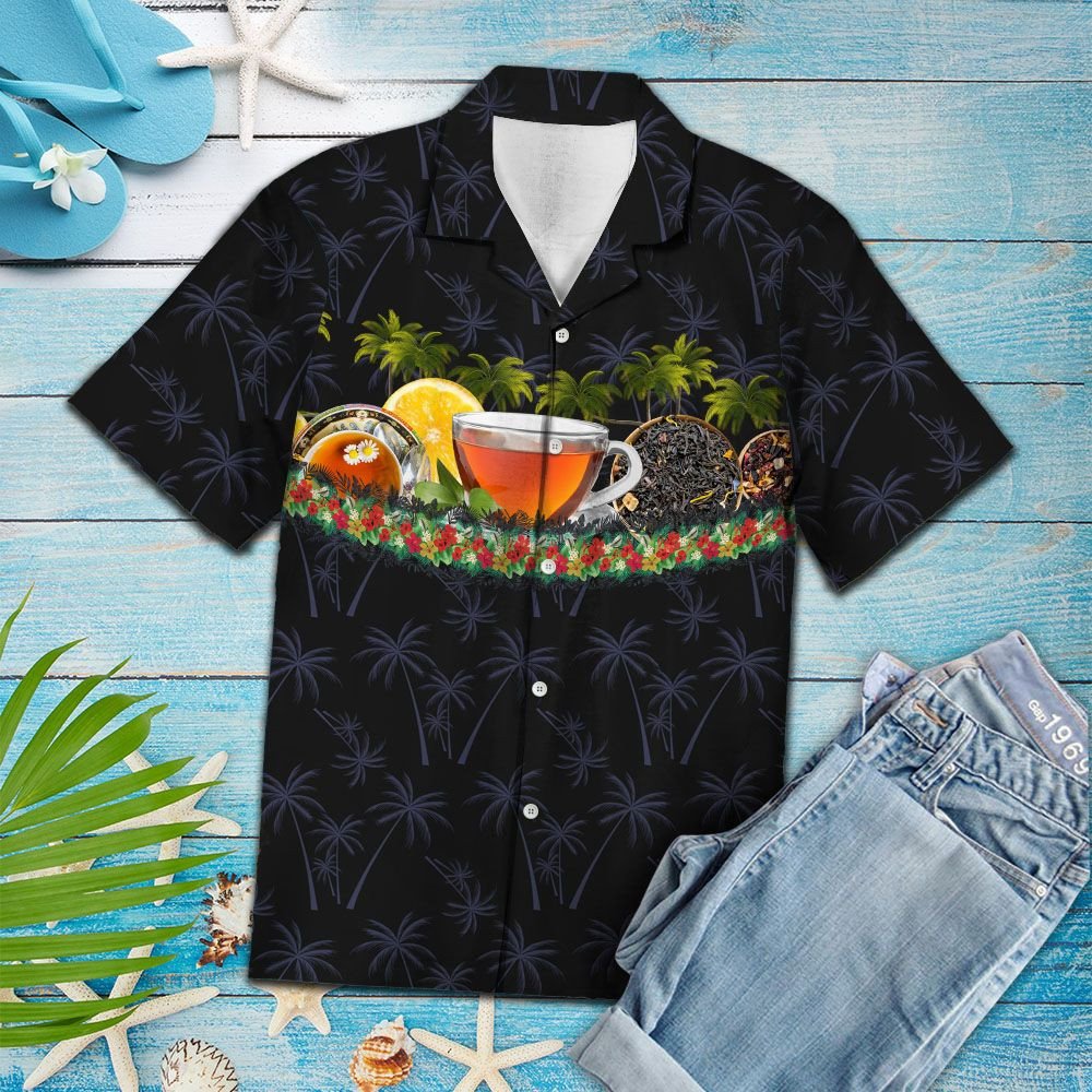 Hawaiian Shirt Classic Tea Time Late Afternoon Palm Trees Pattern, Hawaiian Shirt Gift, Christmas Gift