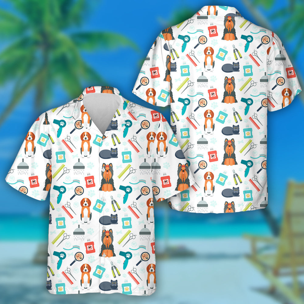 Cute Beagle Dog Grooming For Animals Hawaiian Shirt,Hawaiian Shirt Gift, Christmas Gift