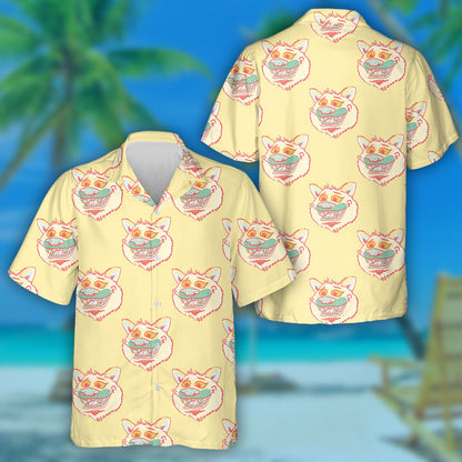 Funky Wolf Smiling In Cartoon Style Hawaiian Shirt,Hawaiian Shirt Gift, Christmas Gift