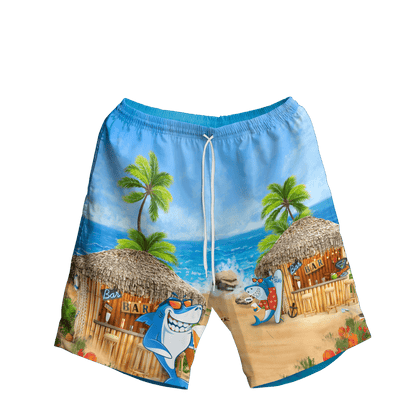 Cartoon Shark Beer Bar On The Beach Design Hawaiian Shirt, Hawaiian Shirt Gift, Christmas Gift