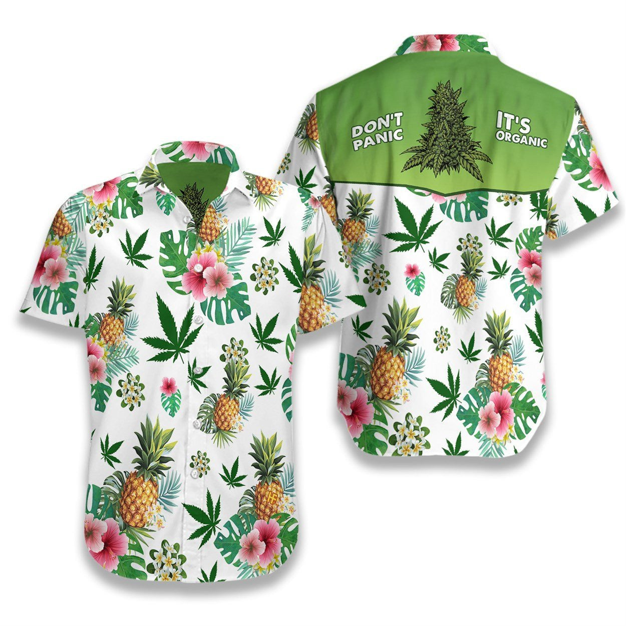 Canabis On White Skin Pattern Hawaiian Shirt, Hawaiian Shirt Gift, Christmas Gift