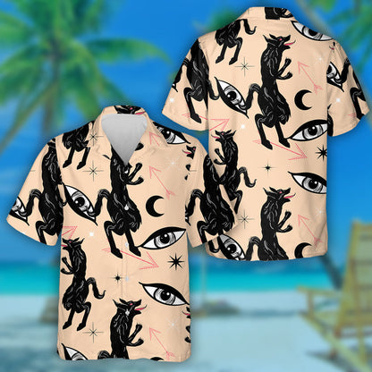 Bohemian Tattoo Art Style Wolf Eyes And Arrows Hawaiian Shirt, Hawaiian Shirt Gift, Christmas Gift