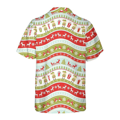 Vintage Christmas Elf Wavy Pattern Hawaiian Shirt, Hawaiian Shirt Gift, Christmas Gift