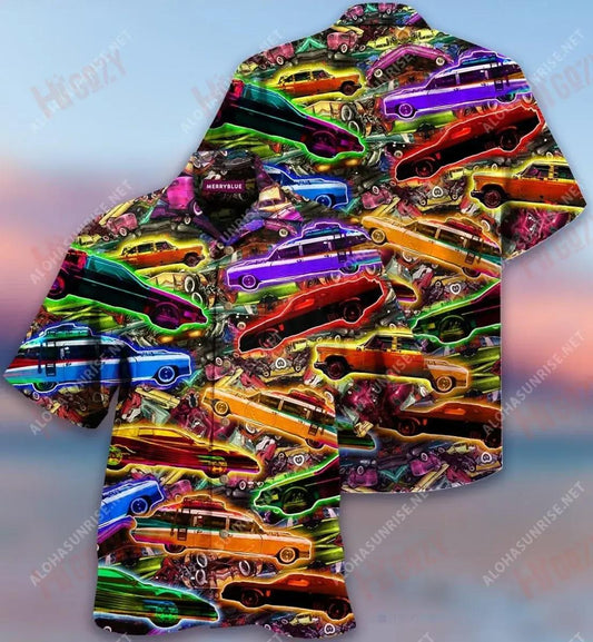 I Love Fast Cars Automobiles Unisex Hawaiian Shirt Vacation Short Sleeve Best Hawaiian Shirts Funny Hawaiian Shirts, Hawaiian Shirt Gift, Christmas Gift