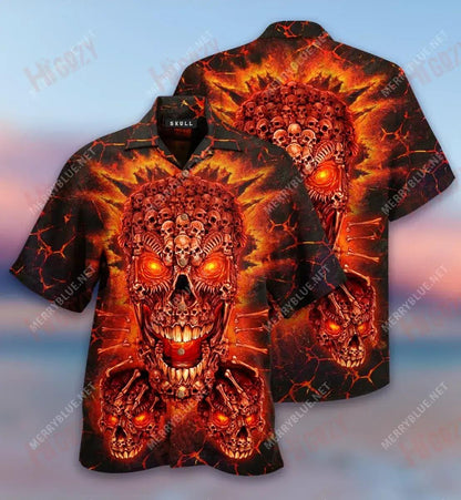 Skulls Hell Is Empty Short Short Sleeve Shirt Vacation Hawaiian T Shirts Best Hawaiian Shirts Hawaiian Shirt Pattern, Hawaiian Shirt Gift, Christmas Gift
