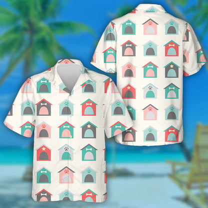 Retro Colors Dog Home Background With Love Hawaiian Shirt, Hawaiian Shirt Gift, Christmas Gift