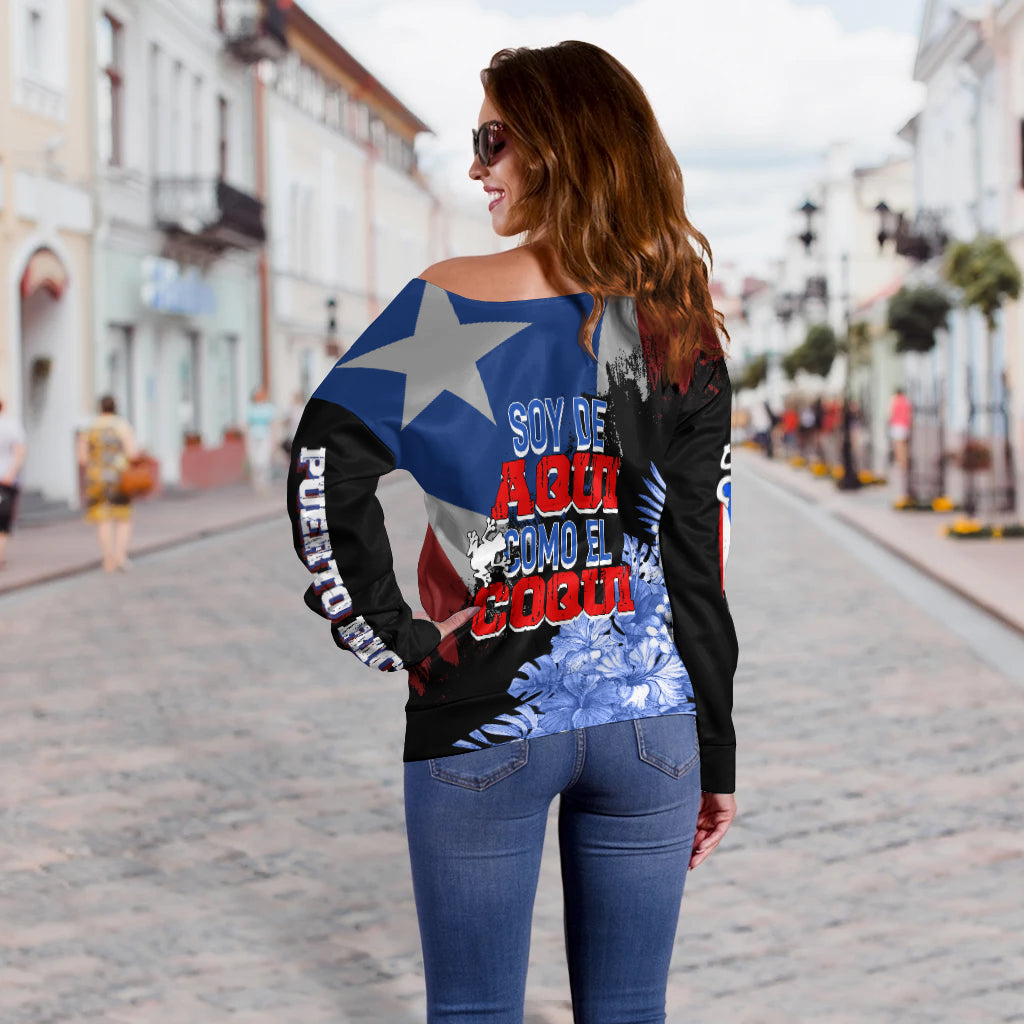 Puerto Rico Off Shoulder Sweater Soy De Aqui Como El Coqui, Christmas Gift, Gift Christmas 2024