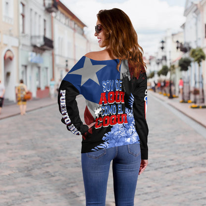 Puerto Rico Off Shoulder Sweater Soy De Aqui Como El Coqui, Christmas Gift, Gift Christmas 2024
