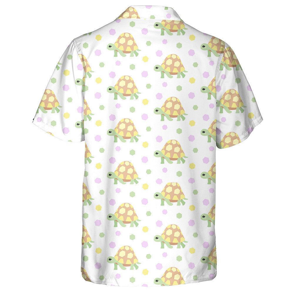 Hexagon And Land Turtle In Cartoon Style Hawaiian Shirt, Hawaiian Shirt Gift, Christmas Gift