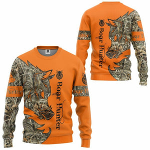 3D Orange Boar Hunter Custom Tshirt Hoodie Apparel