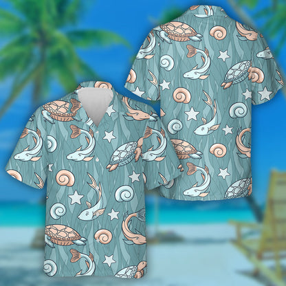 Triangle Sea Turtles Pink And Purple Vintage Style Hawaiian Shirt, Hawaiian Shirt Gift, Christmas Gift