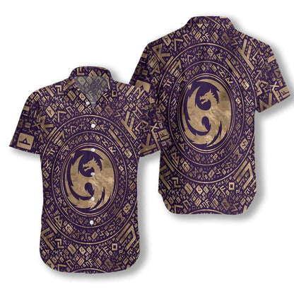 Dragon Symbol Nordic Style Pattern Hawaiian Shirt,Hawaiian Shirt Gift, Christmas Gift