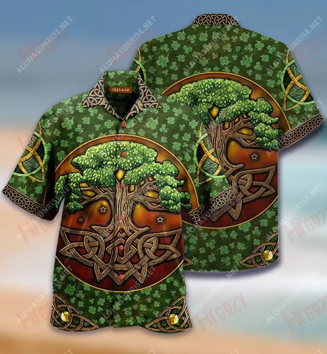 Irish Tree Of Life Short Hawaiian Shirt Summer Tropical Shirts Hawaiian Crazy Shirts Funny Hawaiian Shirts, Hawaiian Shirt Gift, Christmas Gift