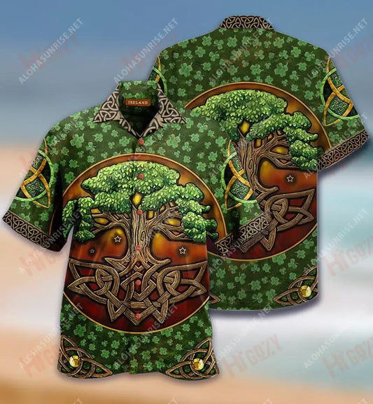 Irish Tree Of Life Short Hawaiian Shirt Summer Tropical Shirts Hawaiian Crazy Shirts Funny Hawaiian Shirts, Hawaiian Shirt Gift, Christmas Gift