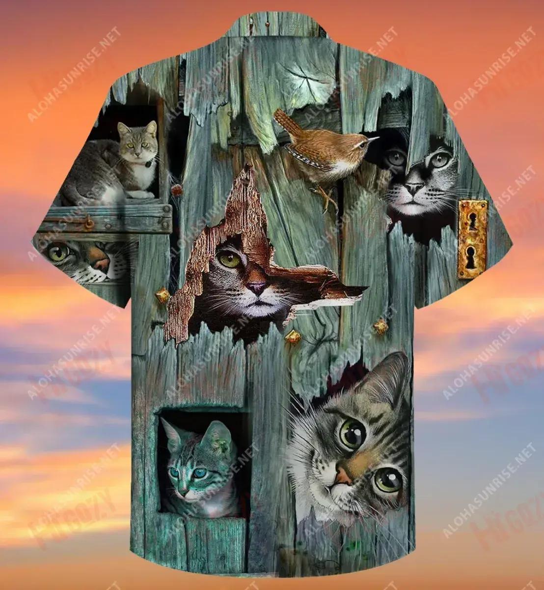 I Live In The Meow Short Hawaiian Shirt Vacation Aloha Shirt Hawaiian Crazy Shirts Hawaiian Shirts For Men, Hawaiian Shirt Gift, Christmas Gift