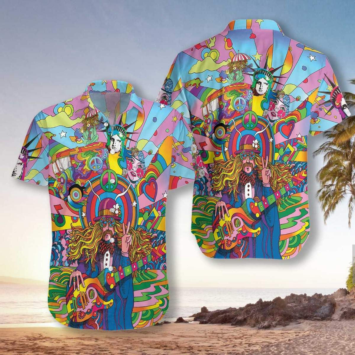 Enjoy The Little Things Hippie Tropical Background Design Hawaiian Shirt, Hawaiian Shirt Gift, Christmas Gift
