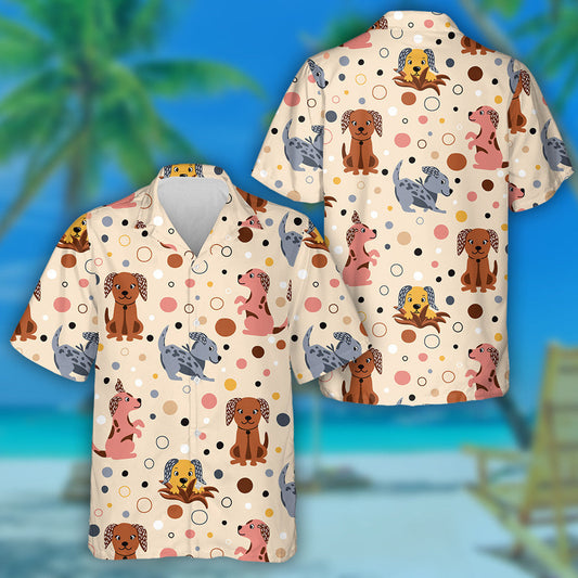Cartoon Dog On Bubbles Isolated Background Hawaiian Shirt, Hawaiian For Gift