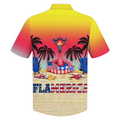 Summer Flamerica On The Sand Yellow To Red Theme Hawaiian Shirt, Hawaiian Shirt Gift, Christmas Gift