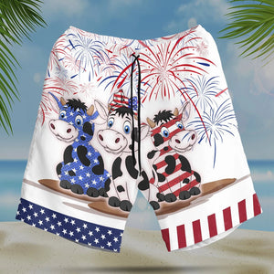 America Cow Background Design Hawaiian Shirt, Hawaiian For Gift