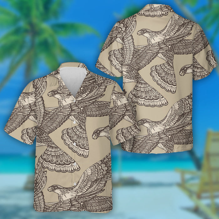 Black Decorative Ornamental Beautiful Eagles Hawaiian Shirt, Hawaiian For Gift