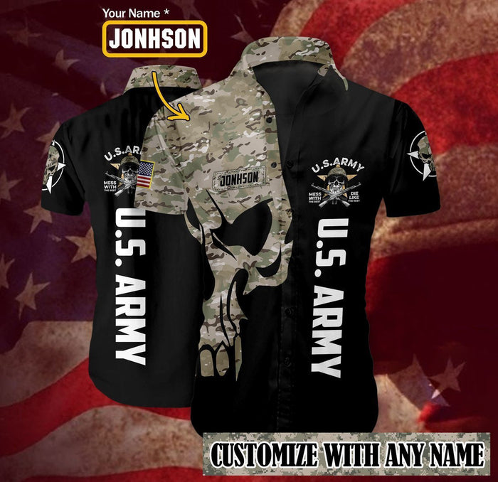 US Army 3D Personalized Pattern Hawaiian Shirt, Hwaiian For Gift