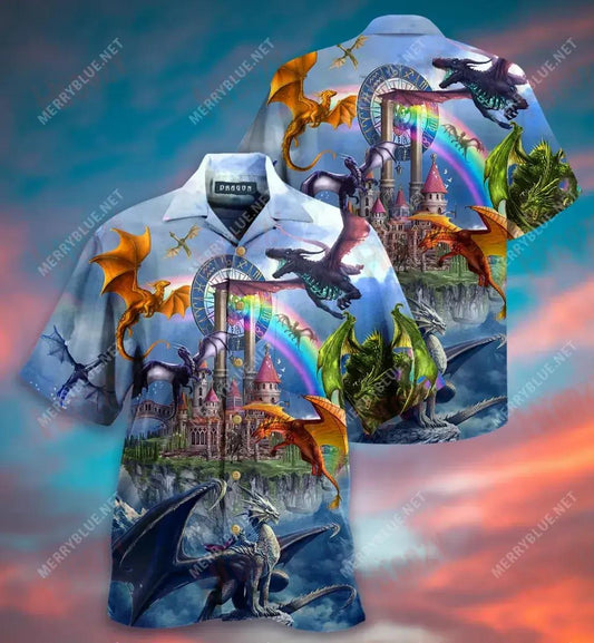 Castle Defense At All Costs Dragon Short Hawaiian Shirt Vacation Tropical Shirts Custom Hawaiian Shirts Funny Hawaiian Shirts, Hawaiian Shirt Gift, Christmas Gift