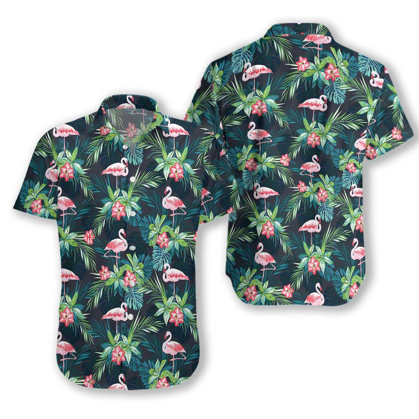 Flamingo In Deep Tropical Forest Hawaiian Shirt, Hawaiian Shirt Gift, Christmas Gift