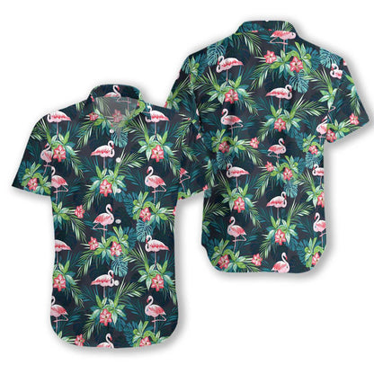 Flamingo In Deep Tropical Forest Hawaiian Shirt, Hawaiian Shirt Gift, Christmas Gift