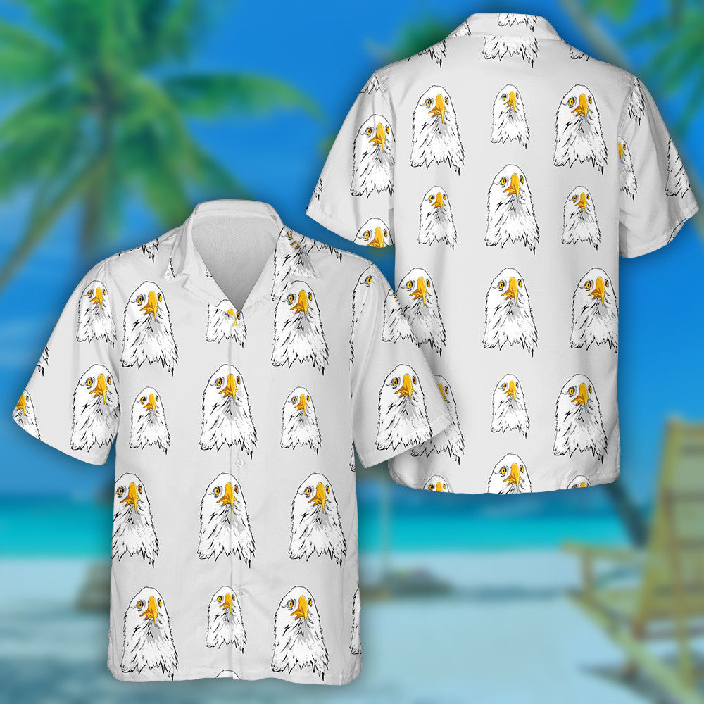Funny Eagle Head On Light Purple Background Hawaiian Shirt, Hawaiian Shirt Gift, Christmas Gift