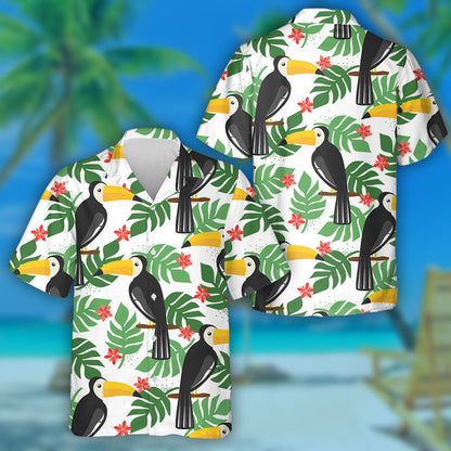 Lovely Birds Palm Leaves And Flowers Hawaiian Shirt, Hawaiian For Gift