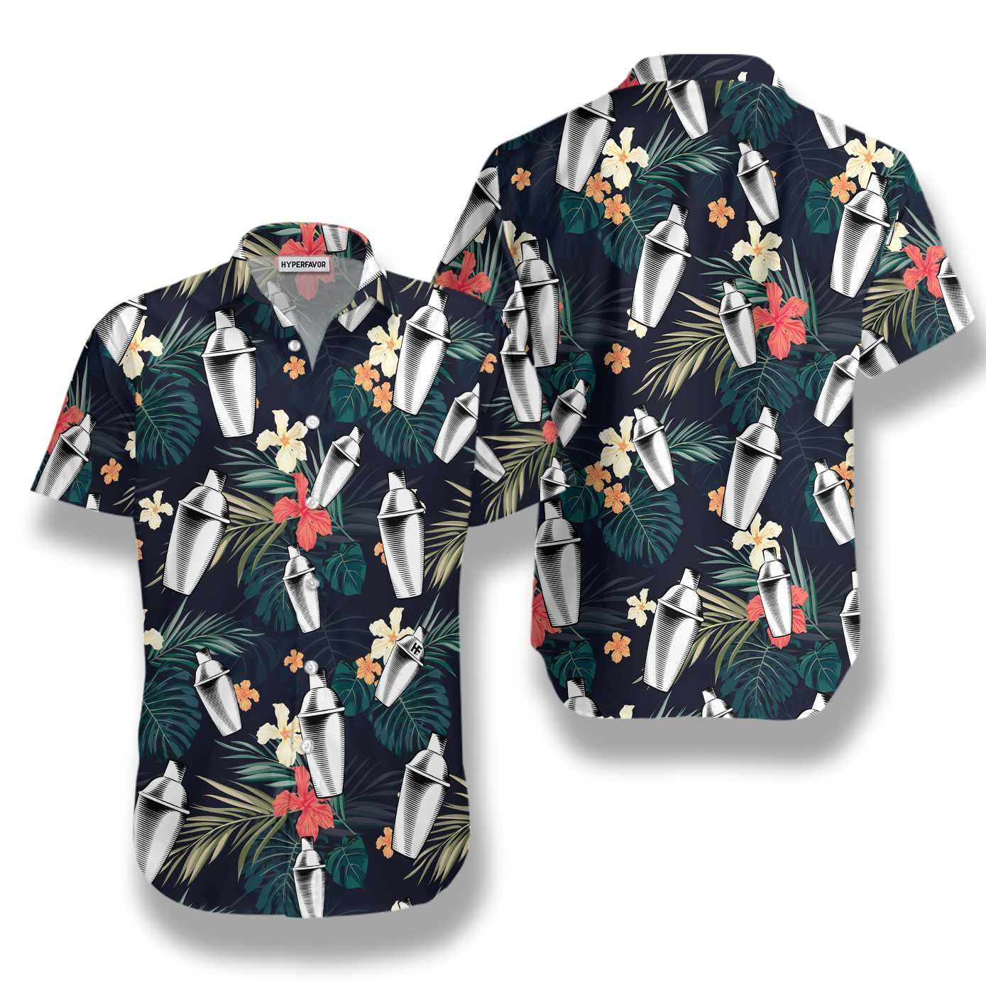 Tropical Pattern Bartender Flower Design Hawaiian Shirt,Hawaiian Shirt Gift, Christmas Gift