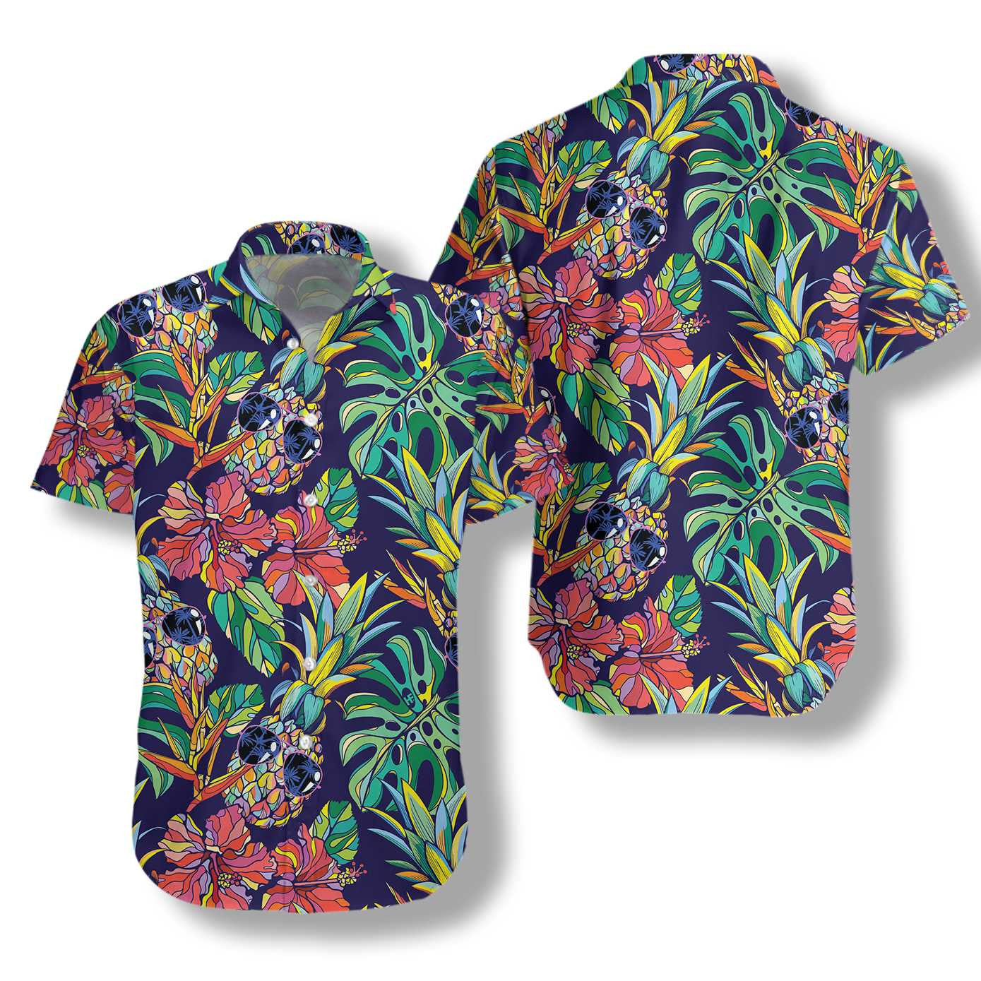 Tropical Coolest Pineapple Hawaiian Shirt Dark Blue Background,Hawaiian Shirt Gift, Christmas Gift