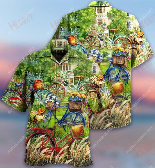 Life Is A Beautiful Ride Bicycle Green Unisex Short Sleeve Shirt Vacation Hawaiian T Shirts Custom Hawaiian Shirts Hawaiian Shirt Pattern, Hawaiian Shirt Gift, Christmas Gift
