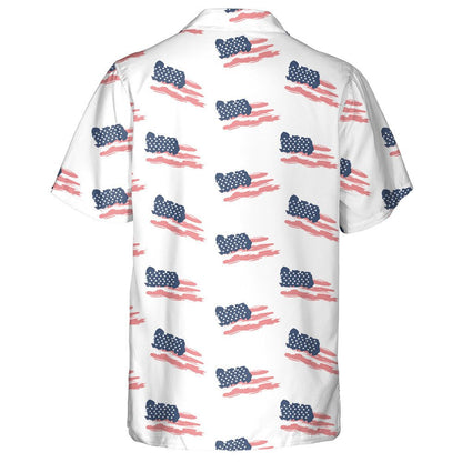 Watercolor Painting Patriotic Flag Of USA On White Background Hawaiian Shirt, Hawaiian Shirt Gift, Christmas Gift
