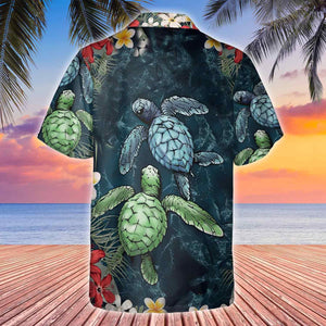 Lively Underwater Life With Hibisucs Turtle Hawaiian Shirt, Hawaiian For Gift