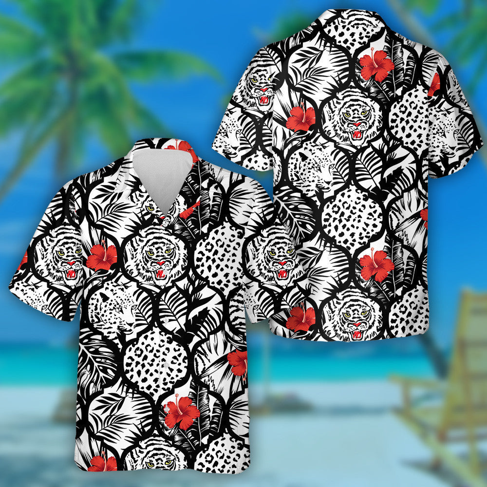 Wild African Leopard Exotic Patchwork Background Hawaiian Shirt, Hawaiian Shirt Gift, Christmas Gift