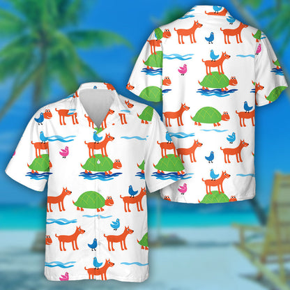 Sketch Brown Sea Turtle In Vintage Style Hawaiian Shirt, Hawaiian Shirt Gift, Christmas Gift