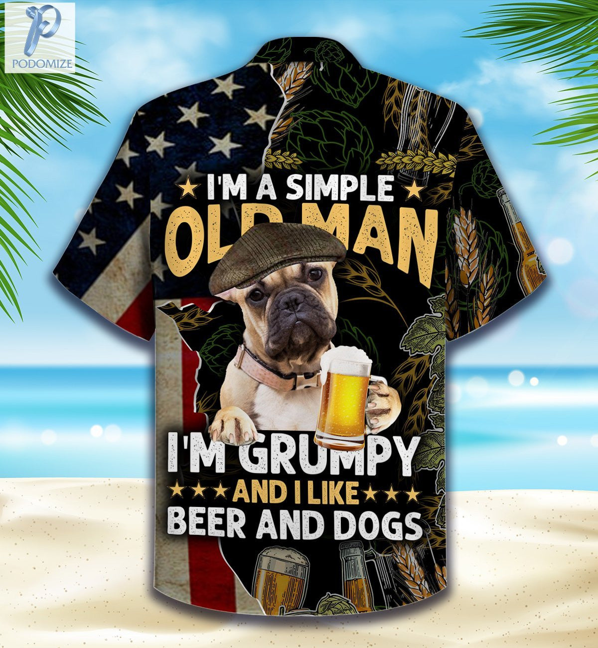 French Bulldog And Beer Pattern Hawaiian Shirt, Hawaiian Shirt Gift, Christmas Gift