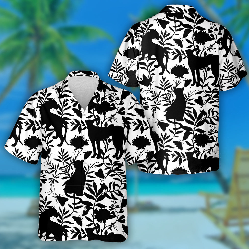 Wild African Leopards And Tiger Black Silhouettes Hawaiian Shirt, Hawaiian Shirt Gift, Christmas Gift