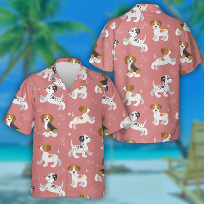 Funny Puppies Beagle Dalmatian And Jack Russell Terrier Hawaiian Shirt, Hawaiian Shirt Gift, Christmas Gift