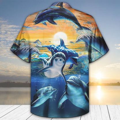 Dolphin Deep Sea Nice Ornamental Hawaiian Shirt,Hawaiian Shirt Gift, Christmas Gift