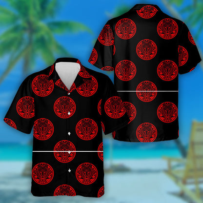 Wolf Face In Tribal Circle Shape Tattoo Hawaiian Shirt, Hawaiian Shirt Gift, Christmas Gift