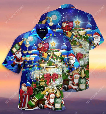Let'S Cheer Christmas With Champagne Short Hawaiian Shirt Ocean Tropical Shirts Vintage Hawaiian Shirts Hawaiian Shirt Pattern, Hawaiian Shirt Gift, Christmas Gift