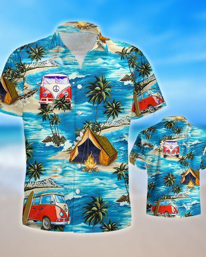 Camping Design Happy Moment At Beautiful Beach Hawaiian Shirt, Hawaiian Shirt Gift, Christmas Gift