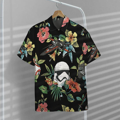 SW Tropical Flowers Hibiscus Leaves Hand Drawn Pattern Hawaiian Shirt, Hawaiian Shirt Gift, Christmas Gift