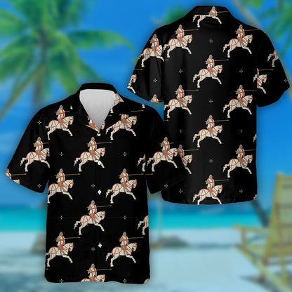 Medieval Knights Riding A Horse And Small Crosses Hawaiian Shirt, Hawaiian Shirt Gift, Christmas Gift