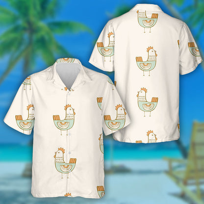 Funny Chicken Hen On Light Pink Background Hawaiian Shirt, Hawaiian Shirt Gift, Christmas Gift