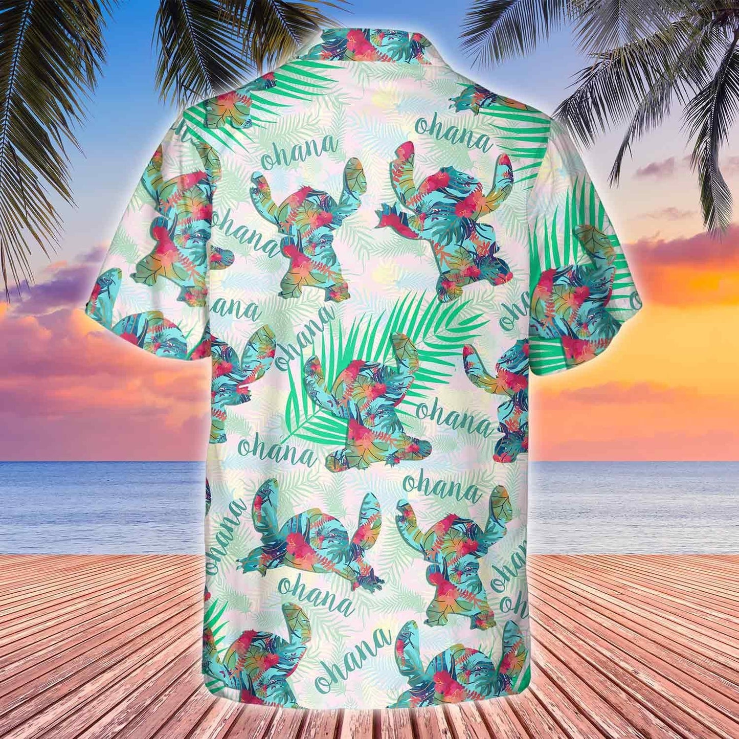 Ohana Colorful Stitch Mouse With Teal Leaf Hawaiian Shirt, Hawaiian Shirt Gift, Christmas Gift