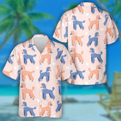 Lovely Cute Poodle Dogs Hand Drawn Pets Hawaiian Shirt, Hawaiian Shirt Gift, Christmas Gift