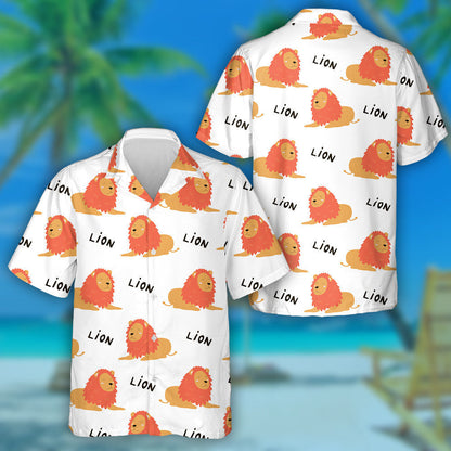 Funny Lion With Orange Sleeping Hawaiian Shirt,Hawaiian Shirt Gift, Christmas Gift